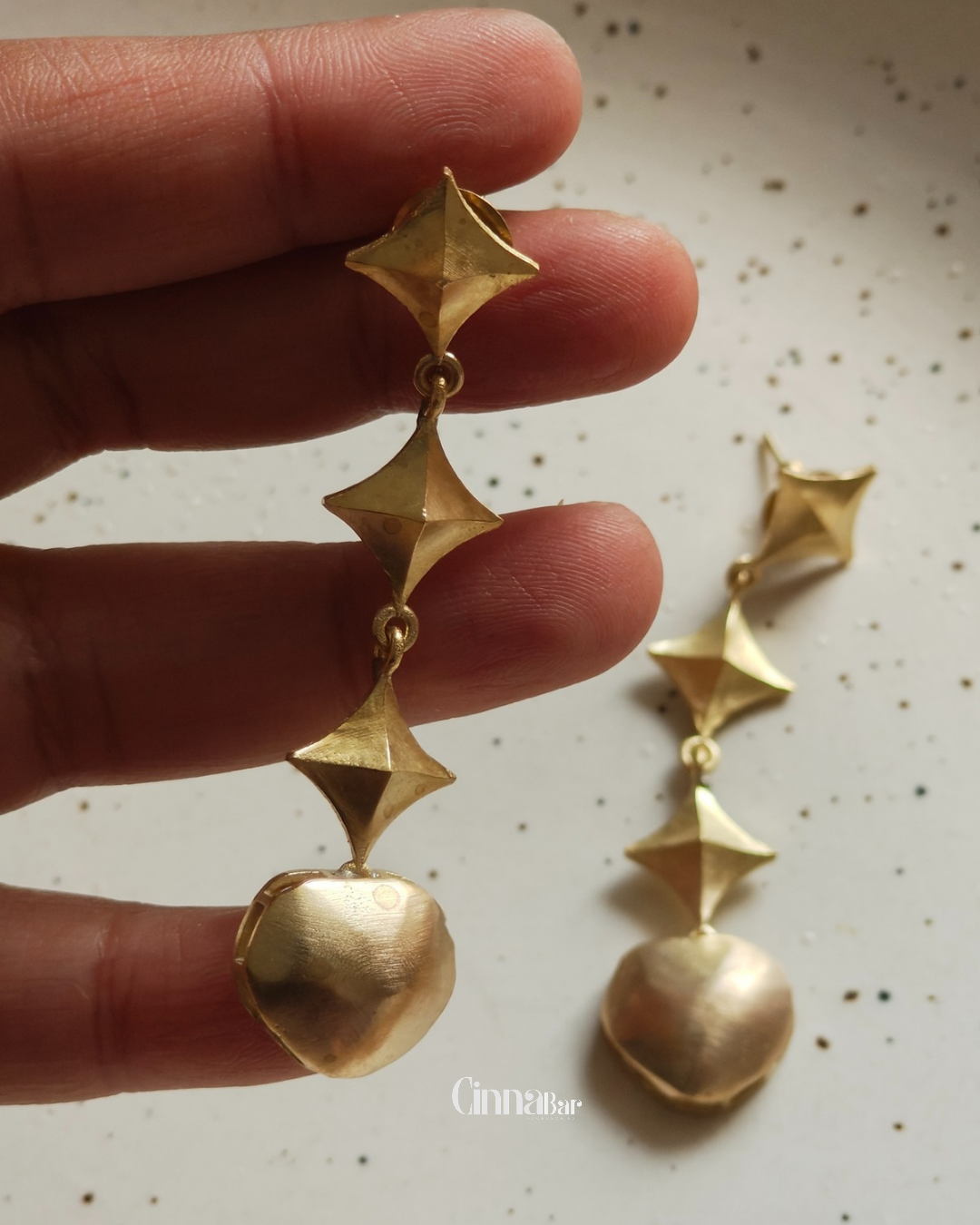 Diamond, Circles • Brass Earrings--Crimson Braid -Crimson Braid 