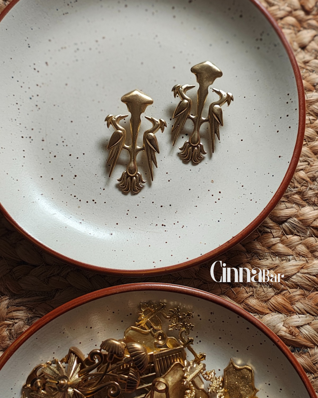 Woodpecker • Brass Earrings--Crimson Braid -Crimson Braid 