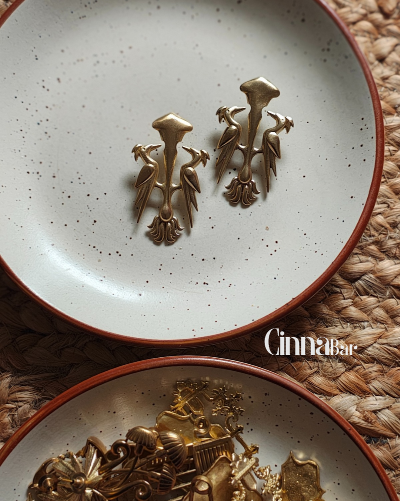 Woodpecker • Brass Earrings--Crimson Braid -Crimson Braid 